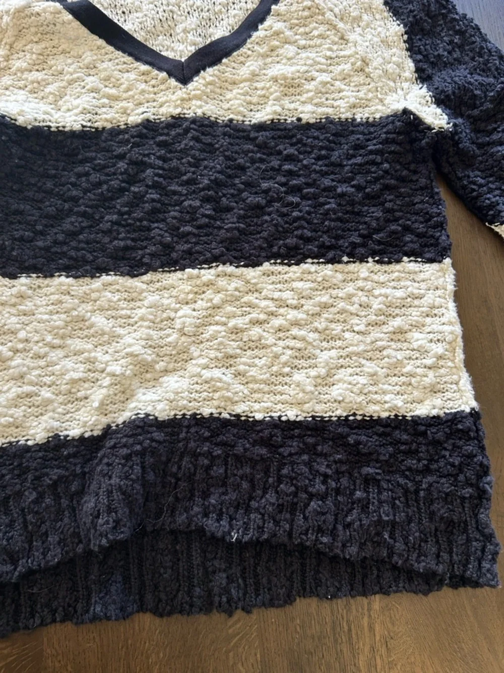 Free people rugby striped black and white long sleeve sweater boulce